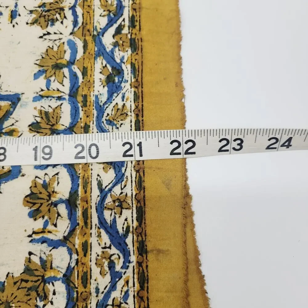 Vintage Turkish Yellow Mandala Flower Fabric Panel Set 4 Connected Turkey Made